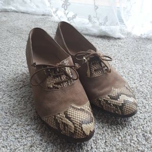 Vintage 1950's Snakeskin Suede Heels Shoes